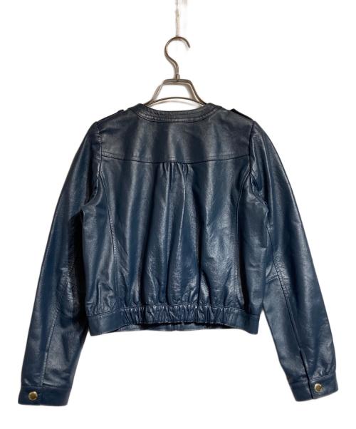 BURBERRY BLUE LABEL（バーバリー ブルー レーベル）BURBERRY BLUE LABEL (バーバリーロンドンブルーレーベル) シングルライダースジャケット ネイビー サイズ:38の古着・服飾アイテム