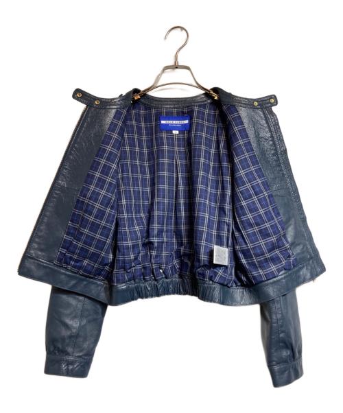 BURBERRY BLUE LABEL（バーバリー ブルー レーベル）BURBERRY BLUE LABEL (バーバリーロンドンブルーレーベル) シングルライダースジャケット ネイビー サイズ:38の古着・服飾アイテム
