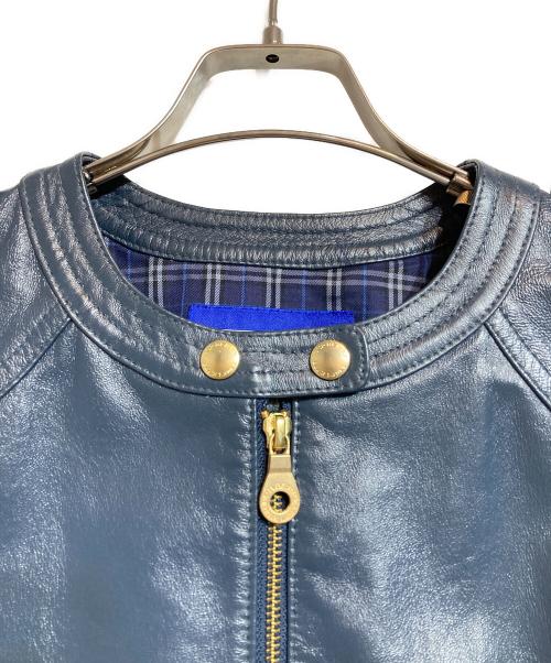 BURBERRY BLUE LABEL（バーバリー ブルー レーベル）BURBERRY BLUE LABEL (バーバリーロンドンブルーレーベル) シングルライダースジャケット ネイビー サイズ:38の古着・服飾アイテム