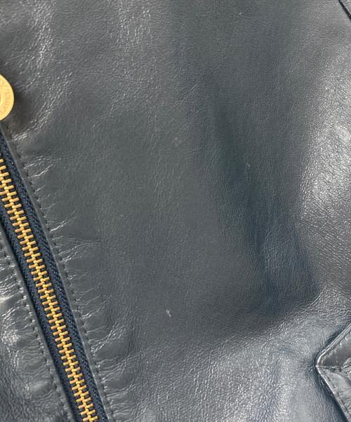 BURBERRY BLUE LABEL（バーバリー ブルー レーベル）BURBERRY BLUE LABEL (バーバリーロンドンブルーレーベル) シングルライダースジャケット ネイビー サイズ:38の古着・服飾アイテム