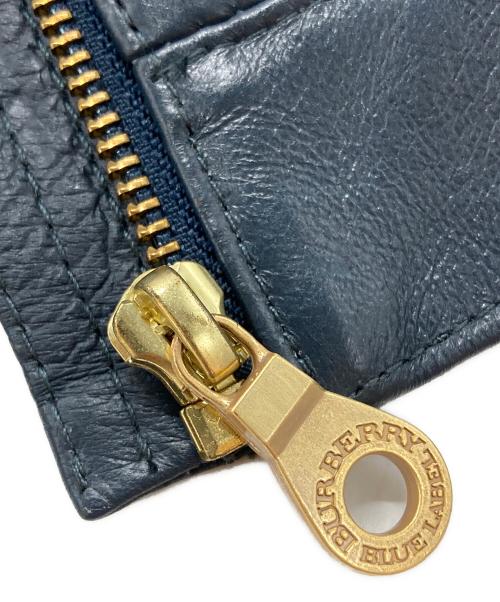 BURBERRY BLUE LABEL（バーバリー ブルー レーベル）BURBERRY BLUE LABEL (バーバリーロンドンブルーレーベル) シングルライダースジャケット ネイビー サイズ:38の古着・服飾アイテム