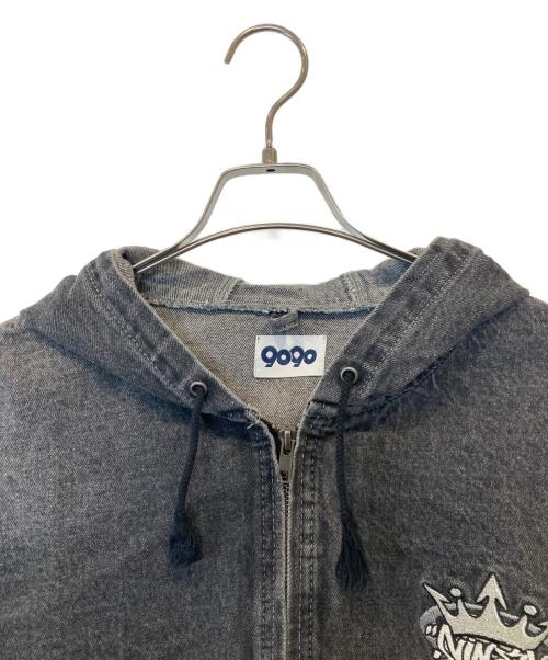 9090（9090）9090 (9090) King Logo Vintage Denim Hoodie キングロゴビンテージデニムフーディー NN1540 グレー サイズ:Lの古着・服飾アイテム