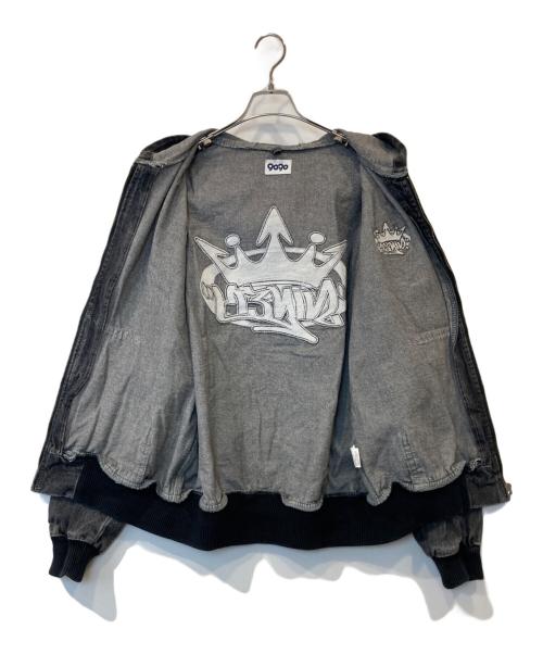 9090（9090）9090 (9090) King Logo Vintage Denim Hoodie キングロゴビンテージデニムフーディー NN1540 グレー サイズ:Lの古着・服飾アイテム
