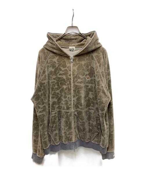 BAPE BY A BATHING APE（ベイプバイアベイシングエイプ）BAPE BY A BATHING APE (ベイプバイアベイシングエイプ) ベロアジップパーカー ブラウン サイズ:Lの古着・服飾アイテム
