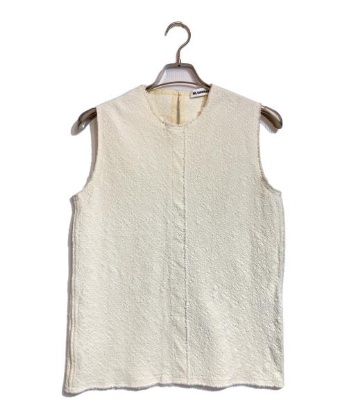 JIL SANDER（ジルサンダー）JIL SANDER (ジルサンダー) コットンツイードノースリーブブラウス ベージュ サイズ:36の古着・服飾アイテム