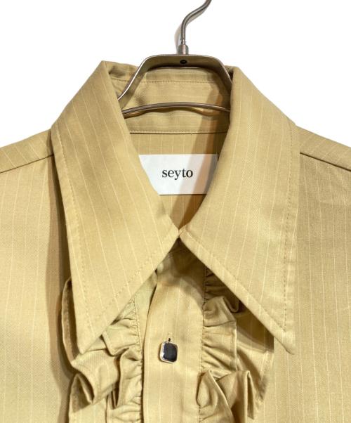 seyto（セイト）seyto (セイト) フリルシャツ ブラウン サイズ:3の古着・服飾アイテム
