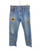 Niche.ニッチ）の古着「フラワー刺繍デニムパンツ」｜インディゴ