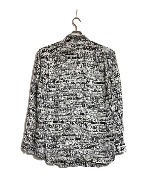 BALENCIAGA（バレンシアガ）BALENCIAGA (バレンシアガ) グラフィックプリントレーヨンシャツ ホワイト×ブラック サイズ:36の古着・服飾アイテム