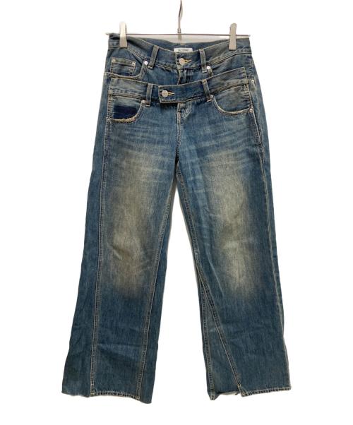 SLY（スライ）SLY (スライ) DOUBLE BELT WIDE FLARE PT インディゴ サイズ:1の古着・服飾アイテム