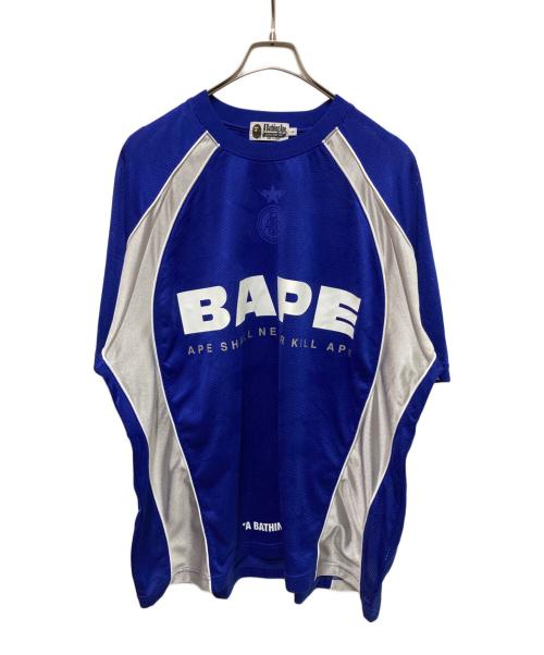 A BATHING APE（ア ベイシング エイプ）A BATHING APE (ア ベイシング エイプ) Solid Camo Jacquard Multi Football Jersey ブルー サイズ:Lの古着・服飾アイテム