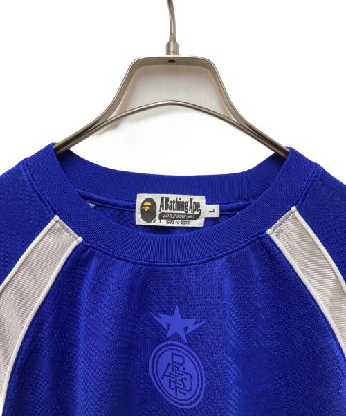 A BATHING APE（ア ベイシング エイプ）A BATHING APE (ア ベイシング エイプ) Solid Camo Jacquard Multi Football Jersey ブルー サイズ:Lの古着・服飾アイテム