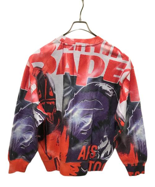 A BATHING APE（ア ベイシング エイプ）A BATHING APE (ア ベイシング エイプ) OVERPRINT RELAX FIT CREWNECK SWEATSHIRT レッド×パープル サイズ:Mの古着・服飾アイテム