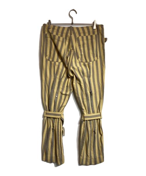 UNUSED（アンユーズド）UNUSED (アンユーズド) Stripe Bondage pants イエロー×グレー サイズ:2の古着・服飾アイテム