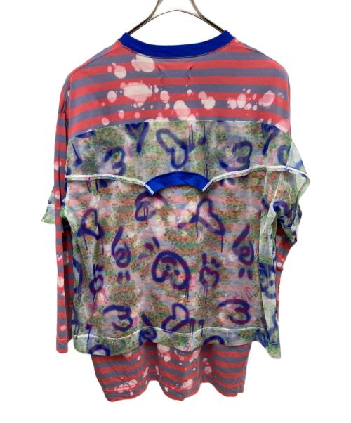 BASE MARK（ベースマーク）BASE MARK (ベースマーク) チュールレイヤードカットソー レッド×ブルー サイズ:Sの古着・服飾アイテム