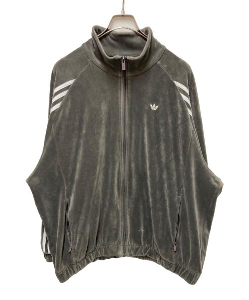 adidas（アディダス）adidas (アディダス) ベルベット オーバーサイズ トラックトップ グレー サイズ:XLの古着・服飾アイテム