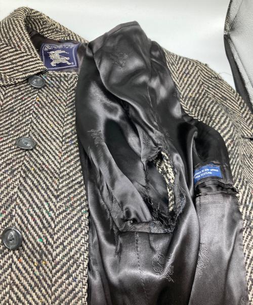 Burberry's（バーバリー）Burberry's (バーバリーズ) ツイードバルマカンコート ブラック×ブラウン サイズ:-の古着・服飾アイテム