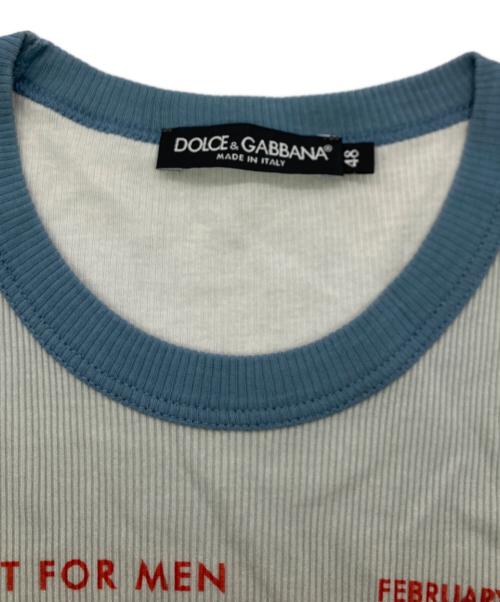 DOLCE & GABBANA（ドルチェ＆ガッバーナ）DOLCE & GABBANA (ドルチェ＆ガッバーナ) PLAY BOY (プレイボーイ) 転写半袖ニット ブルー サイズ:48の古着・服飾アイテム