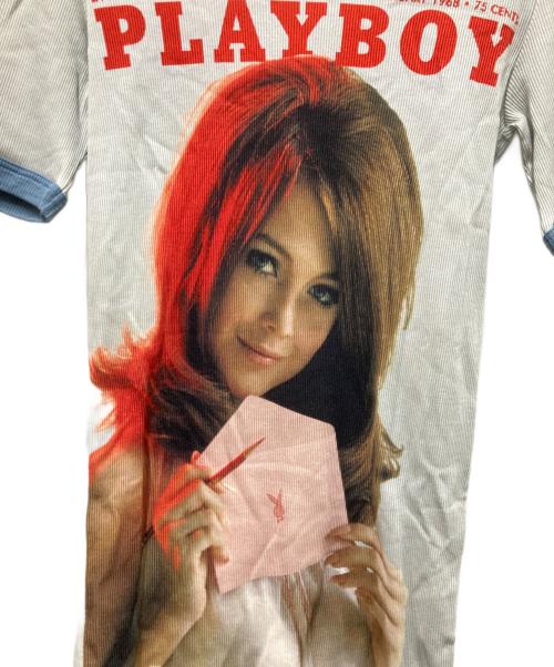 DOLCE & GABBANA（ドルチェ＆ガッバーナ）DOLCE & GABBANA (ドルチェ＆ガッバーナ) PLAY BOY (プレイボーイ) 転写半袖ニット ブルー サイズ:48の古着・服飾アイテム