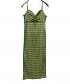 MAISON SPECIALメゾンスペシャル）の古着「チェックキャミワンピース」｜グリーン