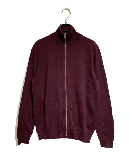 LOUIS VUITTON（ルイ ヴィトン）LOUIS VUITTON (ルイ ヴィトン) エルボーパッチジップアップニット ボルドー サイズ:Mの古着・服飾アイテム