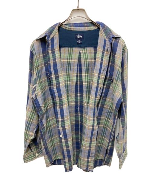 stussy（ステューシー）stussy (ステューシー) チェックシャツ ネイビー サイズ:XLの古着・服飾アイテム