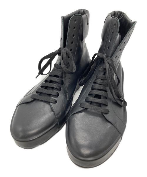 JIL SANDER（ジルサンダー）JIL SANDER (ジルサンダー) ハイカットレザースニーカー ブラック サイズ:41の古着・服飾アイテム
