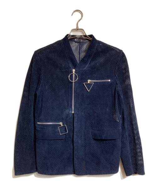 JIL SANDER（ジルサンダー）JIL SANDER (ジルサンダー) ラムレザーパンチングジャケット ブルー サイズ:46の古着・服飾アイテム