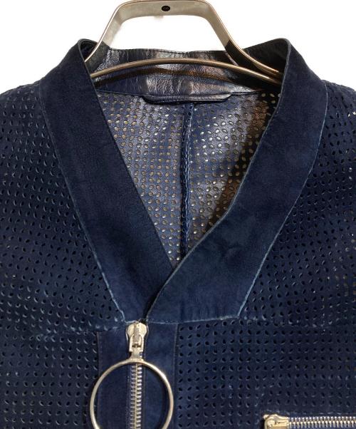 JIL SANDER（ジルサンダー）JIL SANDER (ジルサンダー) ラムレザーパンチングジャケット ブルー サイズ:46の古着・服飾アイテム