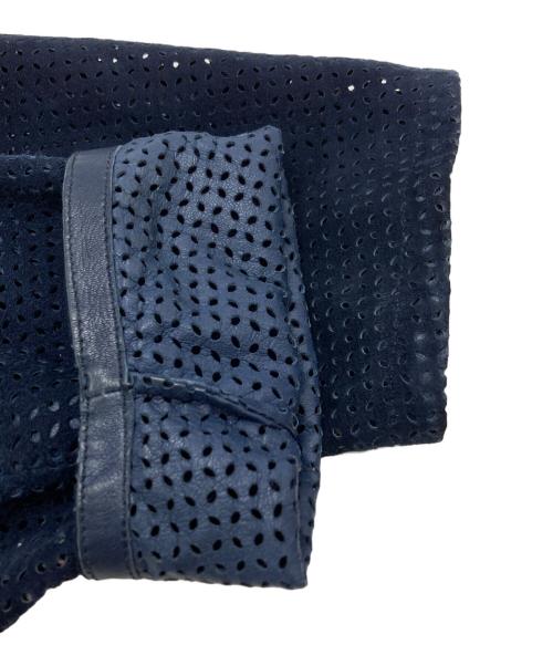 JIL SANDER（ジルサンダー）JIL SANDER (ジルサンダー) ラムレザーパンチングジャケット ブルー サイズ:46の古着・服飾アイテム