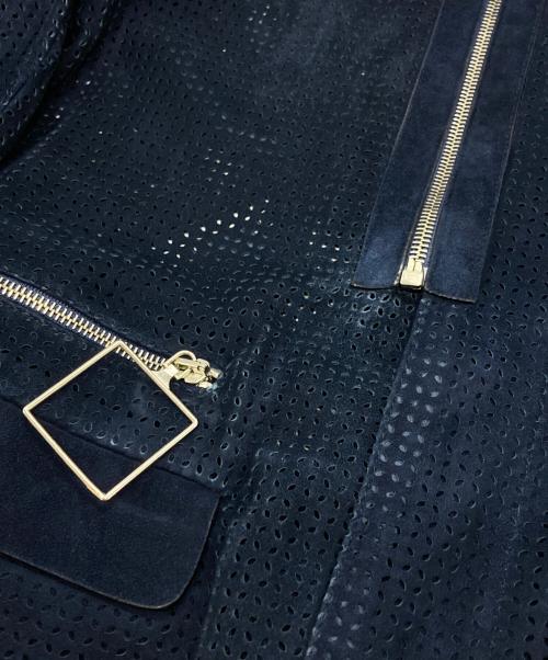 JIL SANDER（ジルサンダー）JIL SANDER (ジルサンダー) ラムレザーパンチングジャケット ブルー サイズ:46の古着・服飾アイテム