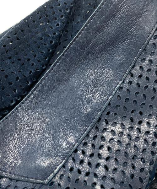 JIL SANDER（ジルサンダー）JIL SANDER (ジルサンダー) ラムレザーパンチングジャケット ブルー サイズ:46の古着・服飾アイテム