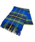 JOHNSTONS OF ELGINジョンストンズオブエルガン）の古着「カシミヤチェックマフラー」｜ネイビー×グリーン