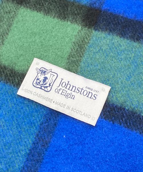 JOHNSTONS OF ELGIN（ジョンストンズオブエルガン）JOHNSTONS OF ELGIN (ジョンストンズオブエルガン) カシミヤチェックマフラー ネイビー×グリーンの古着・服飾アイテム