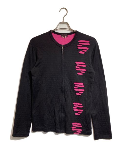COMME des GARCONS HOMME PLUS（コムデギャルソンオムプリュス）COMME des GARCONS HOMME PLUS (コムデギャルソンオムプリュス) レイヤードジップカットソー ブラック×ピンク サイズ:Mの古着・服飾アイテム