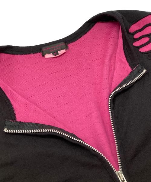 COMME des GARCONS HOMME PLUS（コムデギャルソンオムプリュス）COMME des GARCONS HOMME PLUS (コムデギャルソンオムプリュス) レイヤードジップカットソー ブラック×ピンク サイズ:Mの古着・服飾アイテム