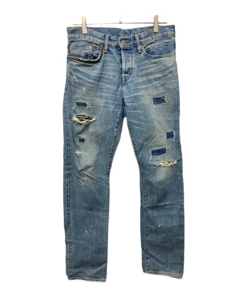 Hysteric Glamour（ヒステリックグラマー）Hysteric Glamour (ヒステリックグラマー) スクエアウィンドウリメイク スリムストレートデニムパンツ インディゴ サイズ:30の古着・服飾アイテム