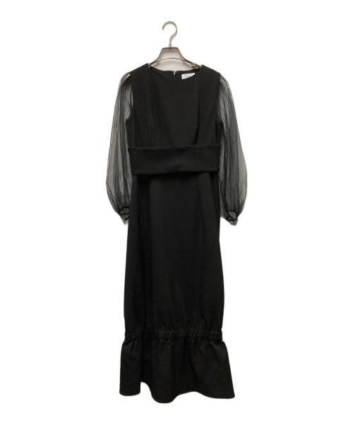 acka（エーシーケーエー）acka (エーシーケーエー) 袖チュールワンピース ブラック サイズ:1の古着・服飾アイテム