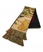 MONTMARTRE NEW YORKモンマルトル ニューヨーク）の古着「フリンジジャガードマフラー」｜ブラック