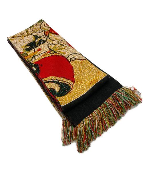 MONTMARTRE NEW YORK（モンマルトル ニューヨーク）MONTMARTRE NEW YORK (モンマルトル ニューヨーク) フリンジジャガードマフラー ブラックの古着・服飾アイテム