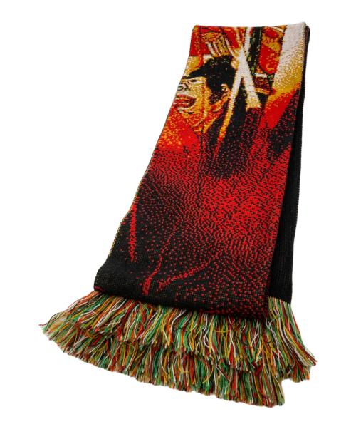 MONTMARTRE NEW YORK（モンマルトル ニューヨーク）MONTMARTRE NEW YORK (モンマルトル ニューヨーク) フリンジジャガードマフラー ブラックの古着・服飾アイテム