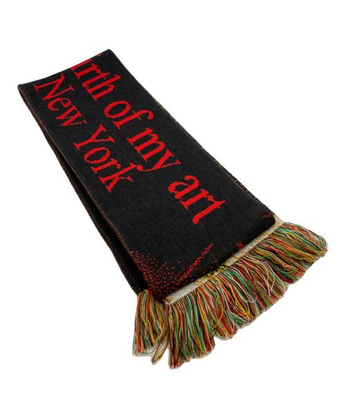 MONTMARTRE NEW YORK（モンマルトル ニューヨーク）MONTMARTRE NEW YORK (モンマルトル ニューヨーク) フリンジジャガードマフラー ブラックの古着・服飾アイテム