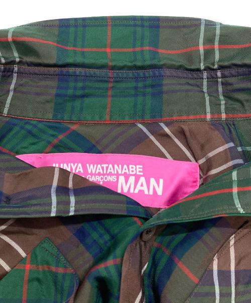JUNYA WATANABE MAN PINK（ジュンヤワタナベマン ピンク）JUNYA WATANABE MAN PINK (ジュンヤワタナベマン ピンク) チェックシャツ グリーン サイズ:Mの古着・服飾アイテム