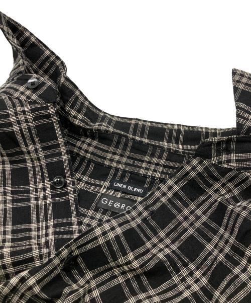 GEGRGE（ゲグルゲ）GEGRGE (ゲグルゲ) リネンブレンドチェックシャツ ブラック サイズ:XLの古着・服飾アイテム