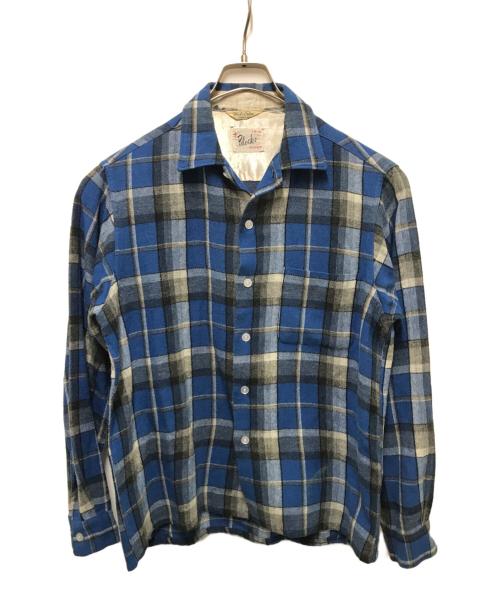 Blocks（ブロックス）Blocks (ブロックス) ウールアクリルチェックシャツ ブルー×ブラック サイズ:Mの古着・服飾アイテム