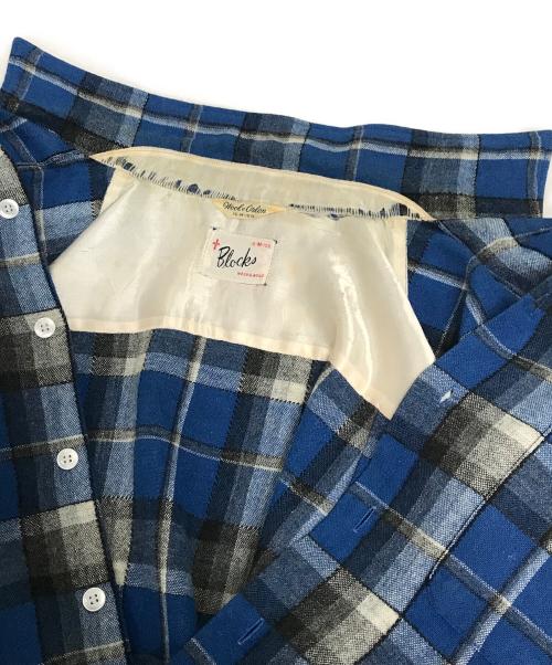 Blocks（ブロックス）Blocks (ブロックス) ウールアクリルチェックシャツ ブルー×ブラック サイズ:Mの古着・服飾アイテム