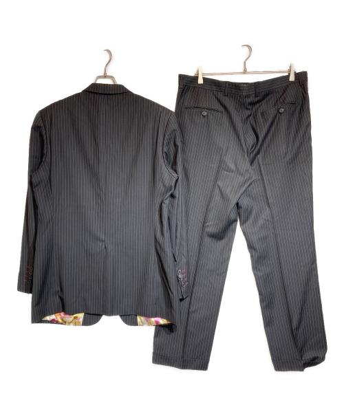 PAUL SMITH（ポールスミス）PAUL SMITH (ポールスミス) 裏地花柄ストライプセットアップ ブラック サイズ:54の古着・服飾アイテム