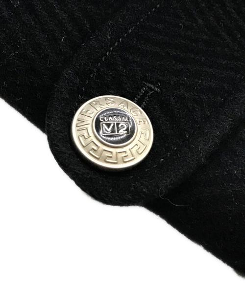 VERSACE CLASSIC V2（ヴェルサーチクラシック）VERSACE CLASSIC V2 (ヴェルサーチクラシック) アンゴラ混ダッフルコート ブラック サイズ:50の古着・服飾アイテム