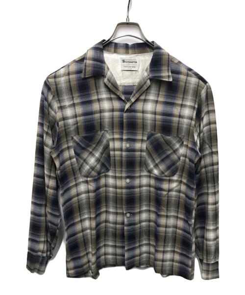 SOUTHAMPTON（サウサンプトン）SOUTHAMPTON (サウサンプトン) 60'sオープンカラーシャツ ブラウン×グレー サイズ:Mの古着・服飾アイテム