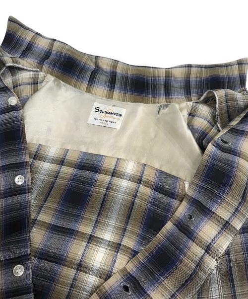 SOUTHAMPTON（サウサンプトン）SOUTHAMPTON (サウサンプトン) 60'sオープンカラーシャツ ブラウン×グレー サイズ:Mの古着・服飾アイテム