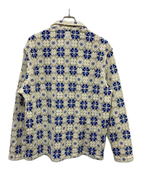 KITH（キス）KITH (キス) ADONIS CAMP COLLAR LONG SLEEVE SHIRT ホワイト×ブルー サイズ:Lの古着・服飾アイテム